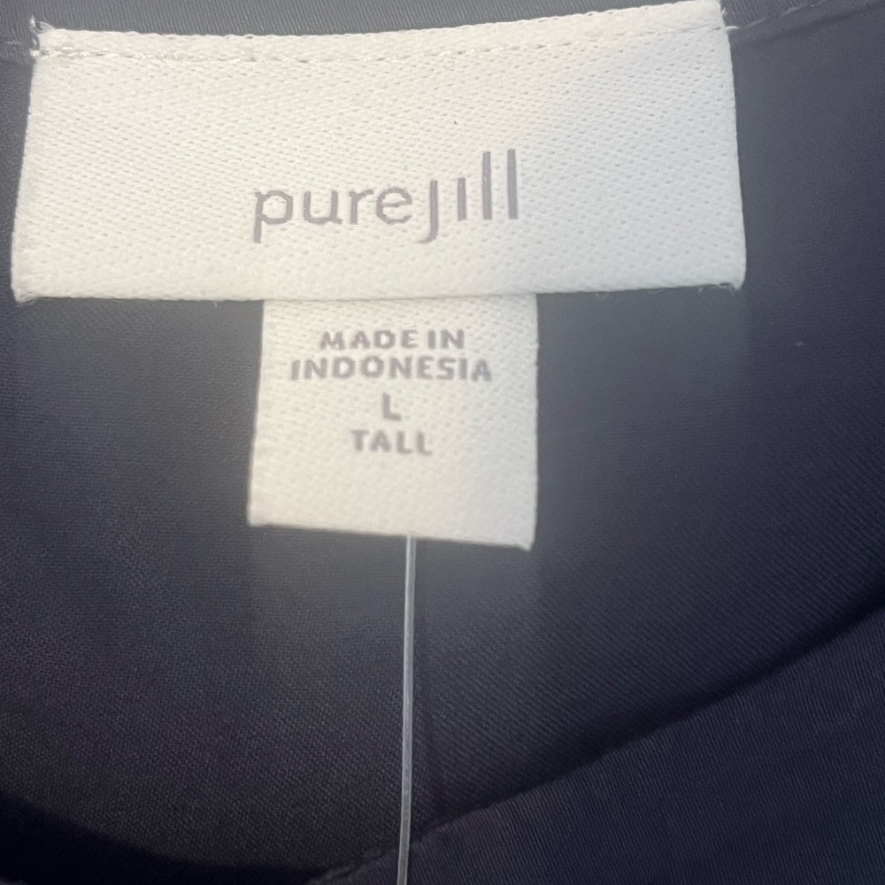 Pure Jill J Jill Top Elbow Sleeve Boatneck Tunic Blue Tie Dye Blouse L Tall NWT - Picture 4 of 12